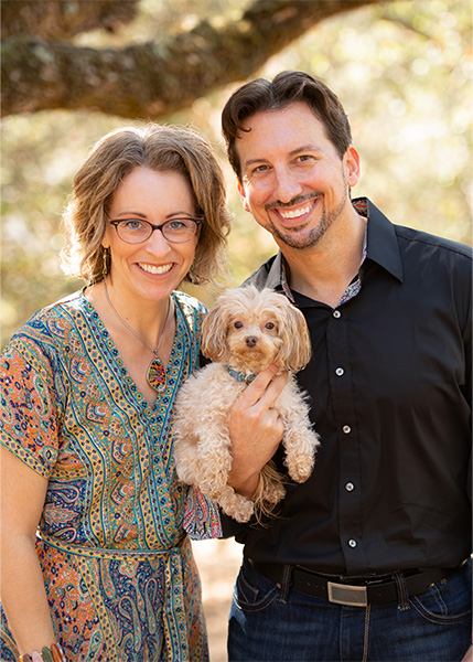 Dr. Don Wilson at Wilson & Kim Orthodontics in Novato, CA - with his wife and dog